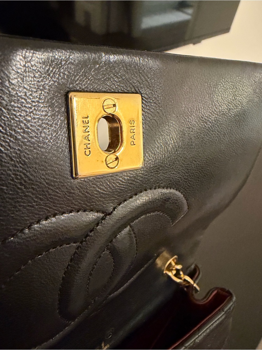 Vintage CHANEL CC Matelasse Full Flap Chain Shoulder Bag - Black Leather - Picture 10 of 15